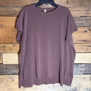 Women’s Brown Oversized Knit Boxy Slit Side Shirt size L